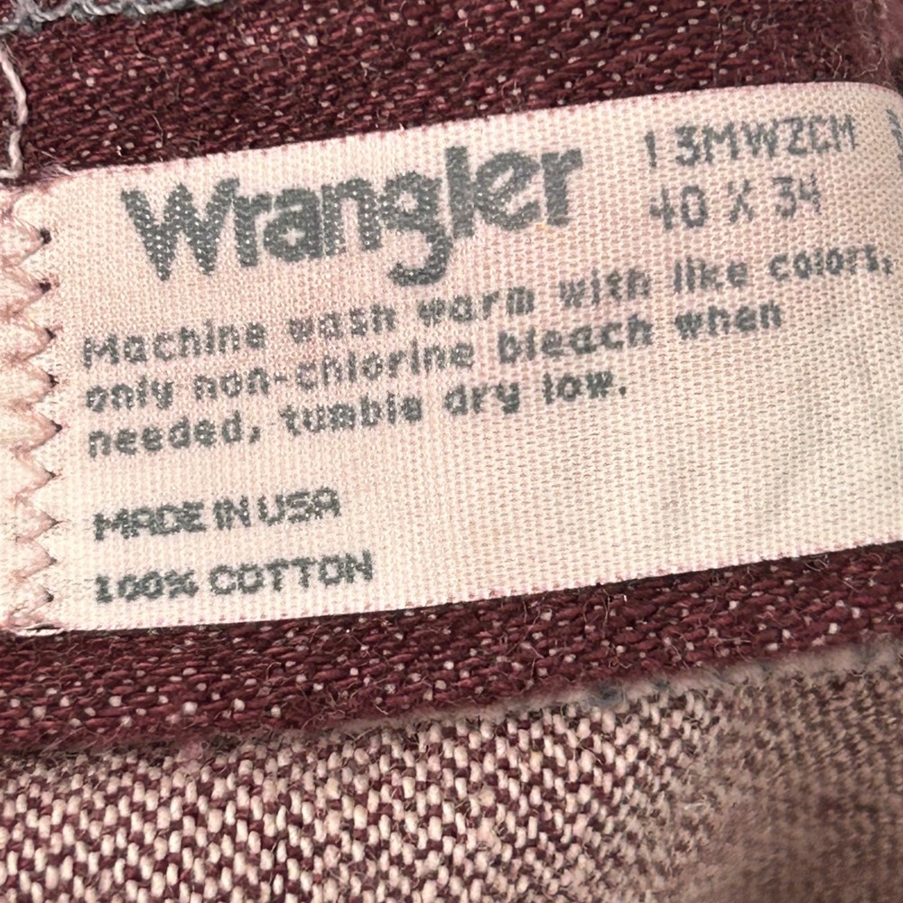 Wrangler Cowboy Cut Jeans Mens 40x30 Burgundy Made in USA 13MWZ New With Tags - Picture 8 of 9